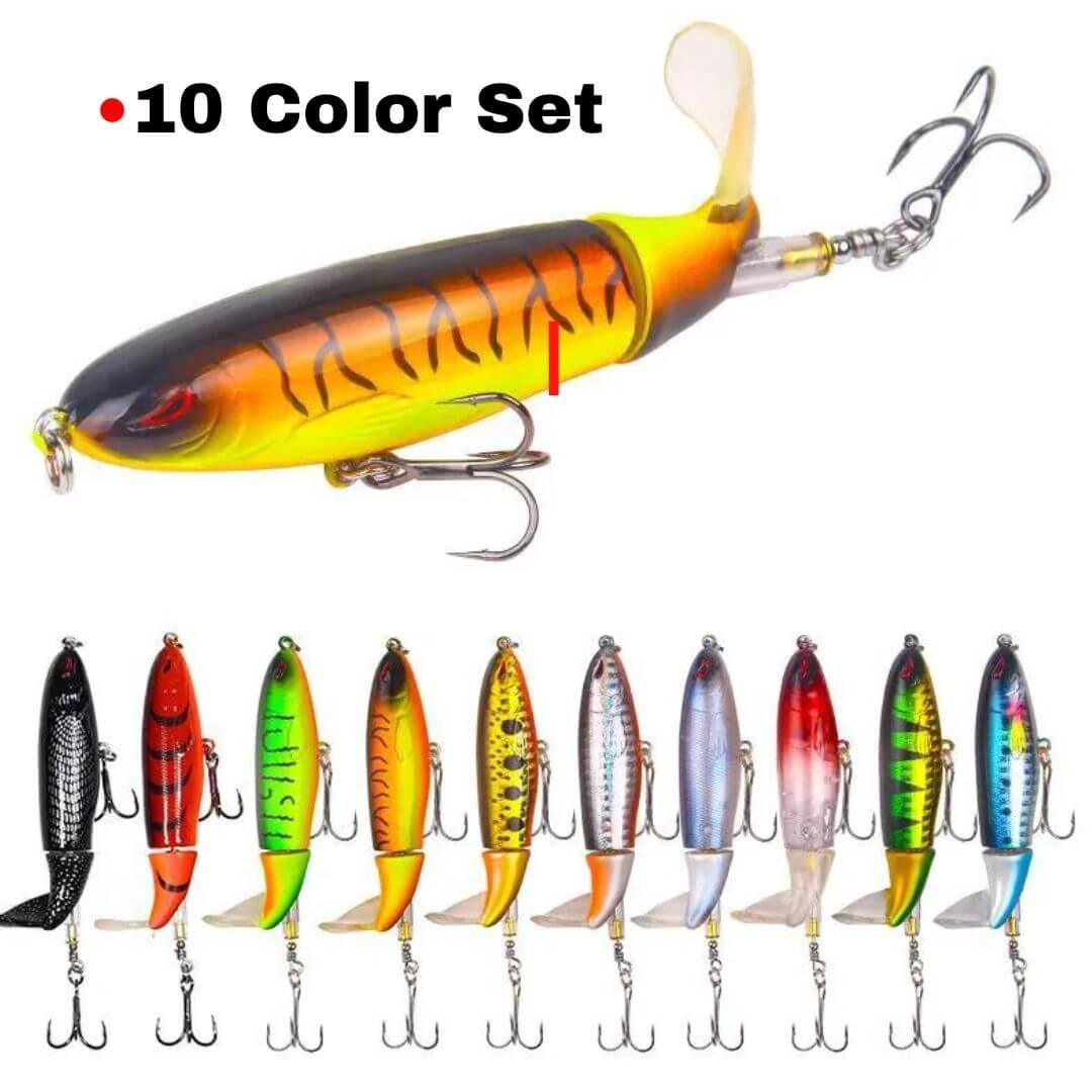 5Pcs Fishing Lures Lot Whopper Plopper Top water Bass Trout Bait Rotating  Tail 