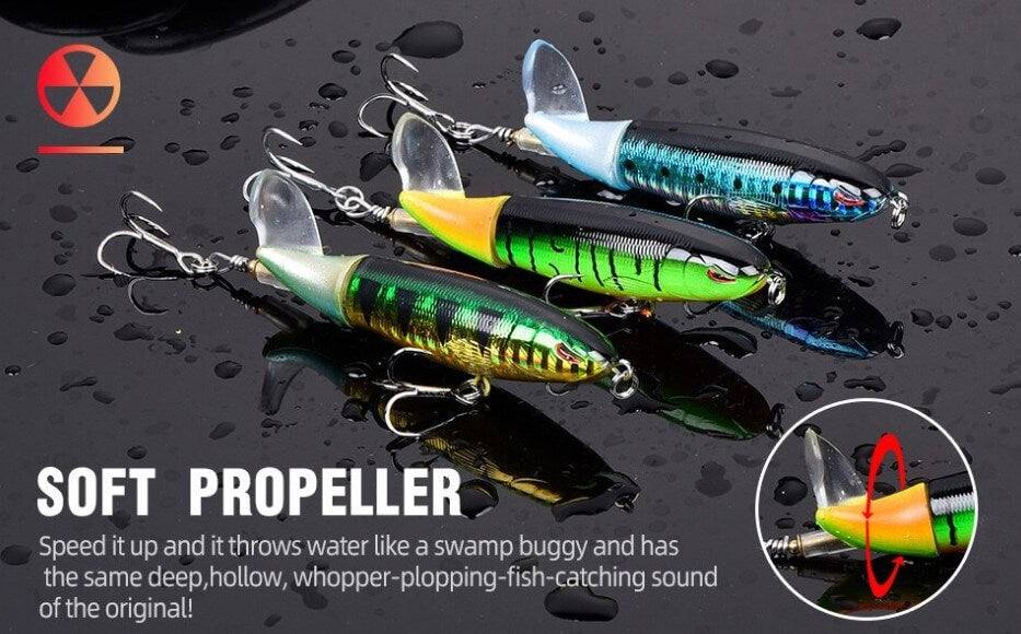 Floating Whopper Popper Fishing Lure Soft Rotating Tail Artificial Propeller  Hard Bait Fishing Tackle 13g (blood Groove Hook) 